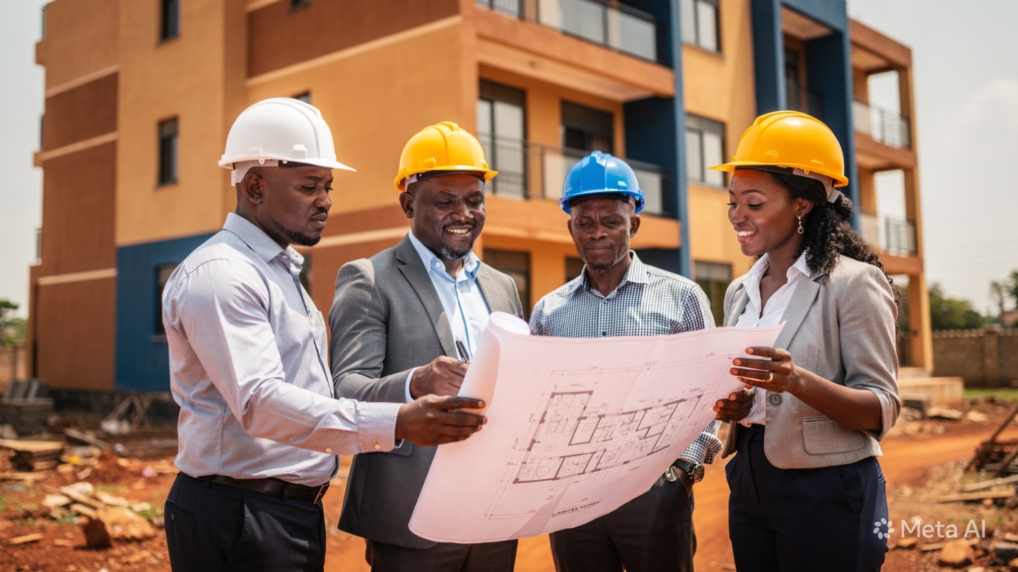 Team collaboration at construction site